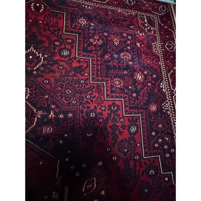 Dubai 62101 Traditional Persian Floral Medallion Border Soft High Density Smooth Touch Polyester Deep Red/Navy/Black/White Runner