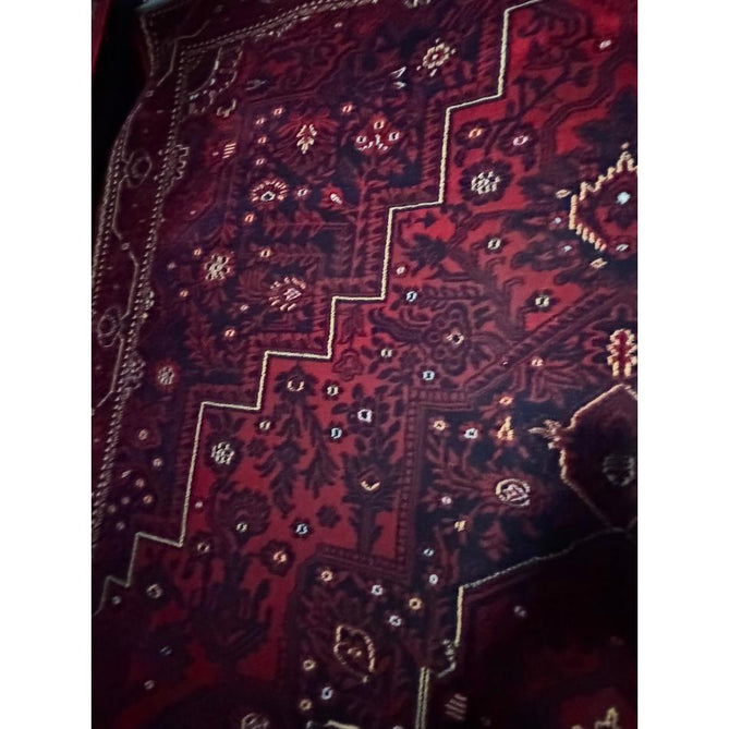 Dubai 62101 Traditional Persian Floral Medallion Border Soft High Density Smooth Touch Polyester Deep Red/Navy/Black/White Runner