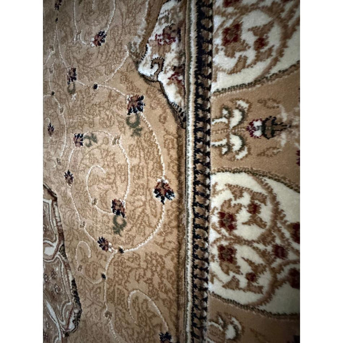 Heritage 4400 Traditional Medallion Floral Tonal Vine Border Soft Carved Hi-Low Durable Polypropylene Golden Beige/Cream/Brown/Tan Rug