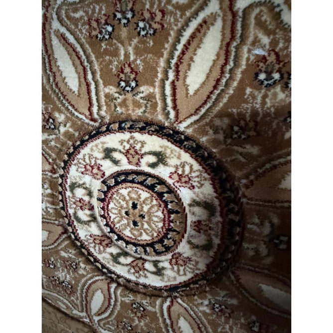 Heritage 4400 Traditional Medallion Floral Tonal Vine Border Soft Carved Hi-Low Durable Polypropylene Golden Beige/Cream/Brown/Tan Rug