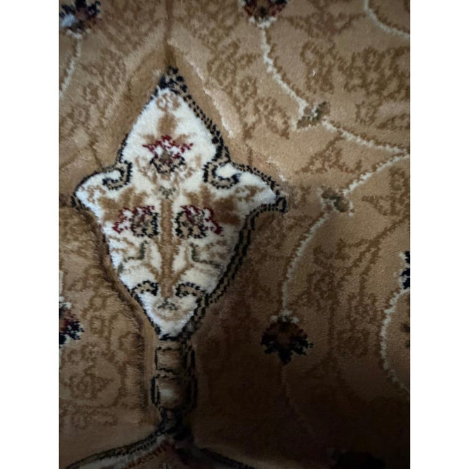 Heritage 4400 Traditional Medallion Floral Tonal Vine Border Soft Carved Hi-Low Durable Polypropylene Golden Beige/Cream/Brown/Tan Rug