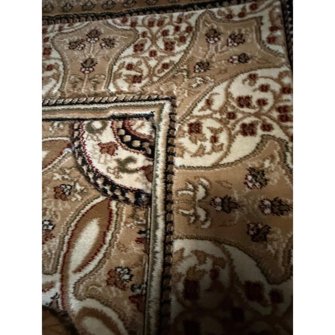 Heritage 4400 Traditional Medallion Floral Tonal Vine Border Soft Carved Hi-Low Durable Polypropylene Golden Beige/Cream/Brown/Tan Rug