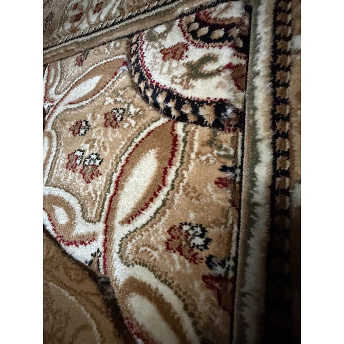 Heritage 4400 Traditional Medallion Floral Tonal Vine Border Soft Carved Hi-Low Durable Polypropylene Golden Beige/Cream/Brown/Tan Rug