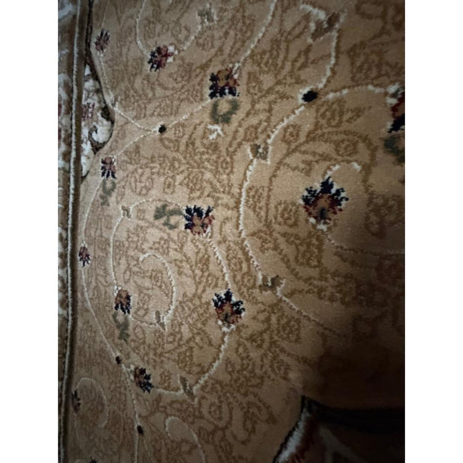 Heritage 4400 Traditional Medallion Floral Tonal Vine Border Soft Carved Hi-Low Durable Polypropylene Golden Beige/Cream/Brown/Tan Rug