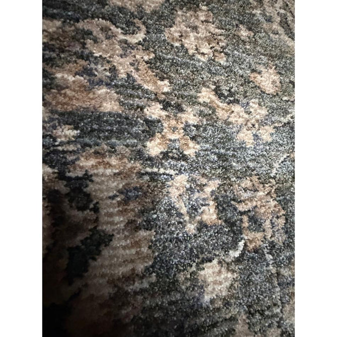Vintage 35027 Traditional Persian Koum Distressed Floral Vine Border Soft Carved Textured Polypropylene Green/Beige/Cream/Blue Rug