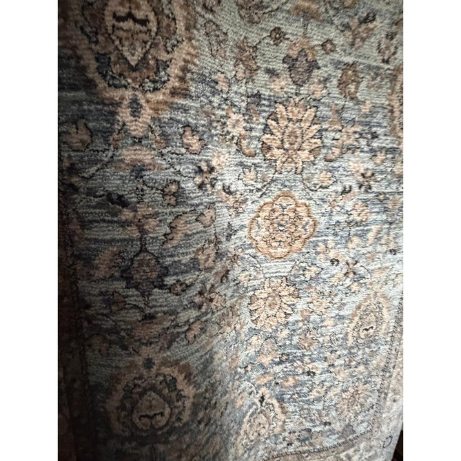 Vintage 35027 Traditional Persian Koum Distressed Floral Vine Border Soft Carved Textured Polypropylene Blue/Brown/Beige/Cream Rug