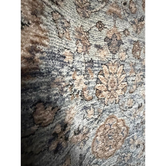 Vintage 35027 Traditional Persian Koum Distressed Floral Vine Border Soft Carved Textured Polypropylene Blue/Brown/Beige/Cream Rug