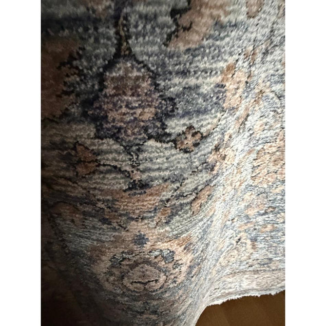 Vintage 35027 Traditional Persian Koum Distressed Floral Vine Border Soft Carved Textured Polypropylene Blue/Brown/Beige/Cream Rug