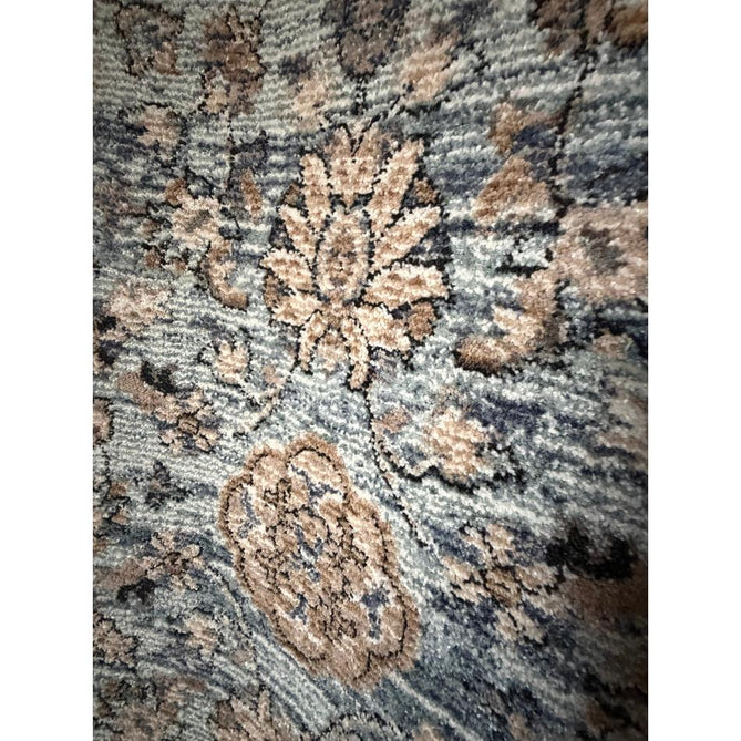 Vintage 35027 Traditional Persian Koum Distressed Floral Vine Border Soft Carved Textured Polypropylene Blue/Brown/Beige/Cream Rug