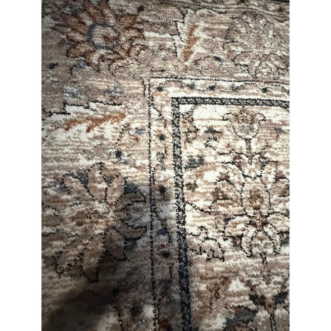 Vintage 35027 Traditional Persian Koum Distressed Floral Vine Border Soft Carved Textured Polypropylene Beige/Brown/Cream/Blue Rug