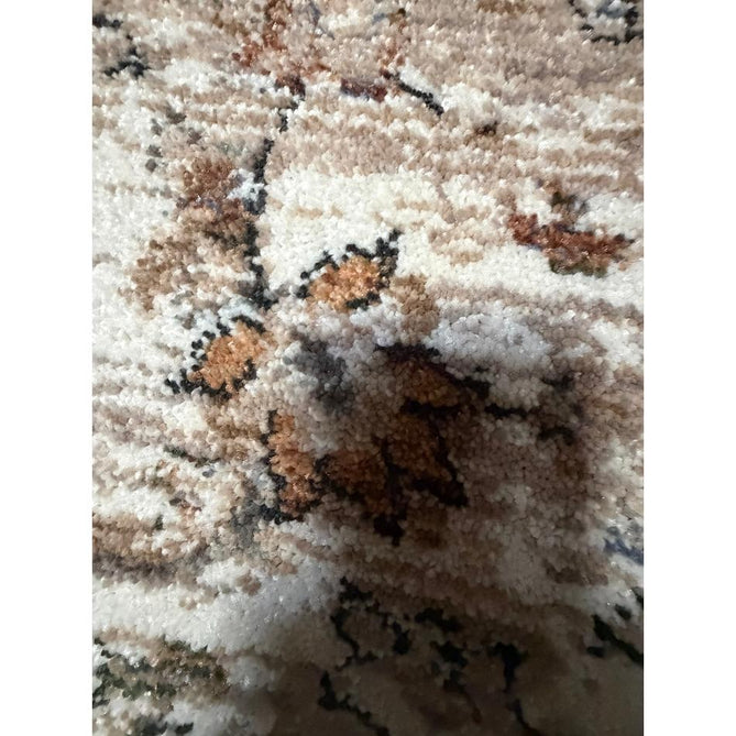 Vintage 35027 Traditional Persian Koum Distressed Floral Vine Border Soft Carved Textured Polypropylene Beige/Brown/Cream/Blue Rug