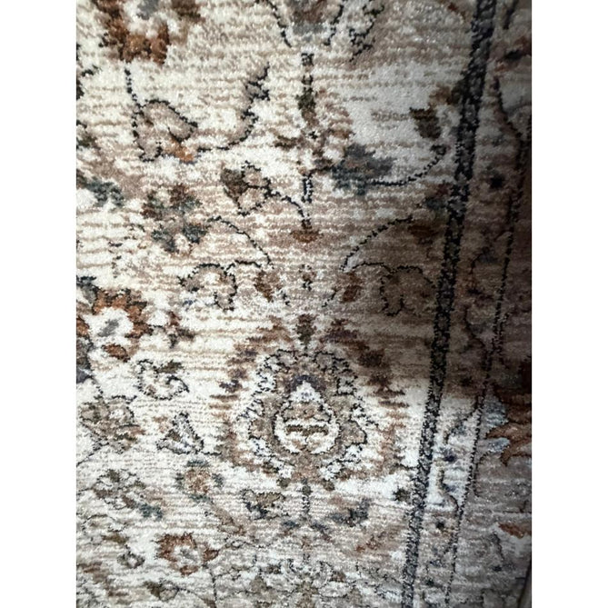 Vintage 35027 Traditional Persian Koum Distressed Floral Vine Border Soft Carved Textured Polypropylene Beige/Brown/Cream/Blue Rug