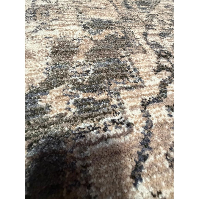 Vintage 35018 Traditional Persian Heriz Distressed Medallion Border Soft Carved Textured Polypropylene Cream/Beige/Green/Blue Rug
