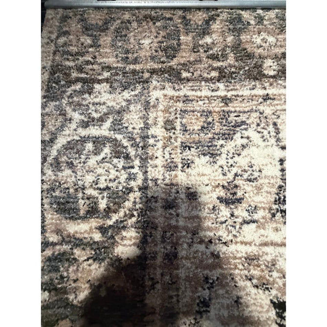 Vintage 35018 Traditional Persian Heriz Distressed Medallion Border Soft Carved Textured Polypropylene Cream/Beige/Green/Blue Rug