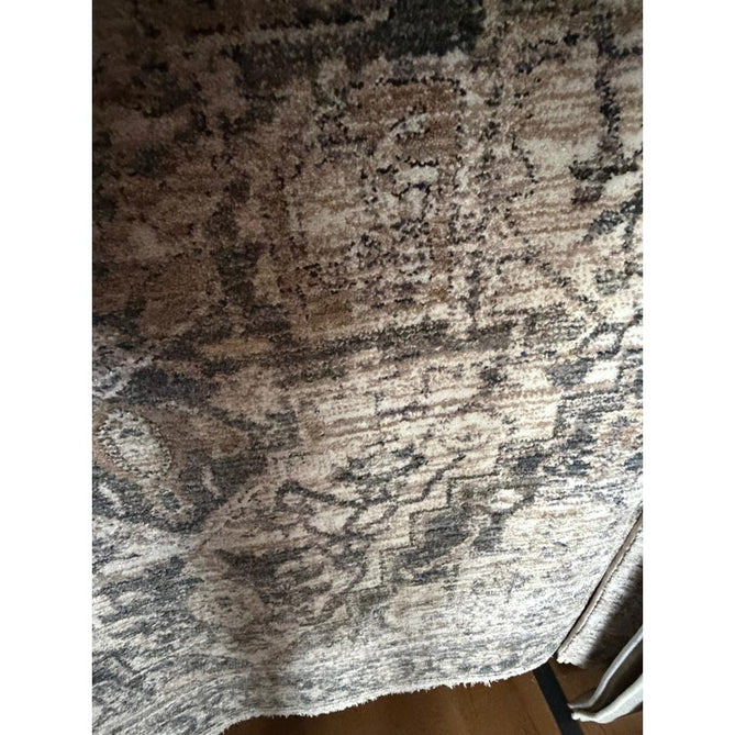Vintage 35018 Traditional Persian Heriz Distressed Medallion Border Soft Carved Textured Polypropylene Cream/Beige/Green/Blue Rug