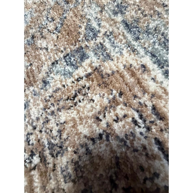 Vintage 35018 Traditional Persian Heriz Distressed Medallion Border Soft Carved Textured Polypropylene Cream/Beige/Blue/Terracotta Rug