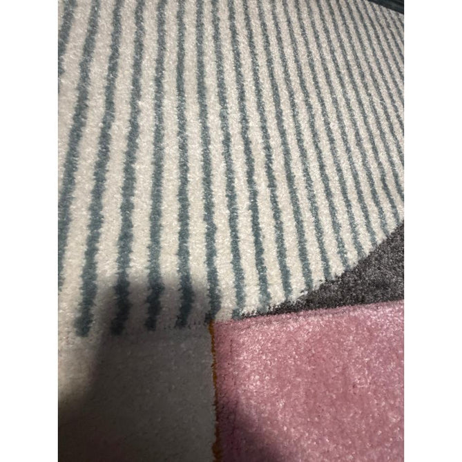 Matrix FE663 Modern Geometric Carved Soft Textured Easy-Care Durable Polypropylene Short Pile Grey/Multicolour Rug