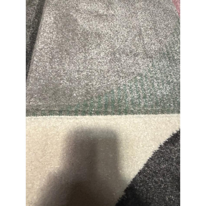 Matrix FE663 Modern Geometric Carved Soft Textured Easy-Care Durable Polypropylene Short Pile Grey/Multicolour Rug