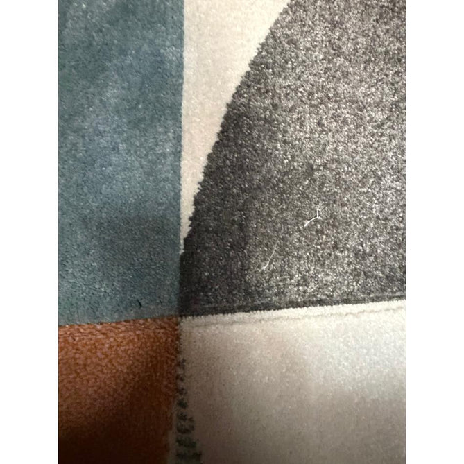 Matrix FE663 Modern Geometric Carved Soft Textured Easy-Care Durable Polypropylene Short Pile Grey/Multicolour Rug