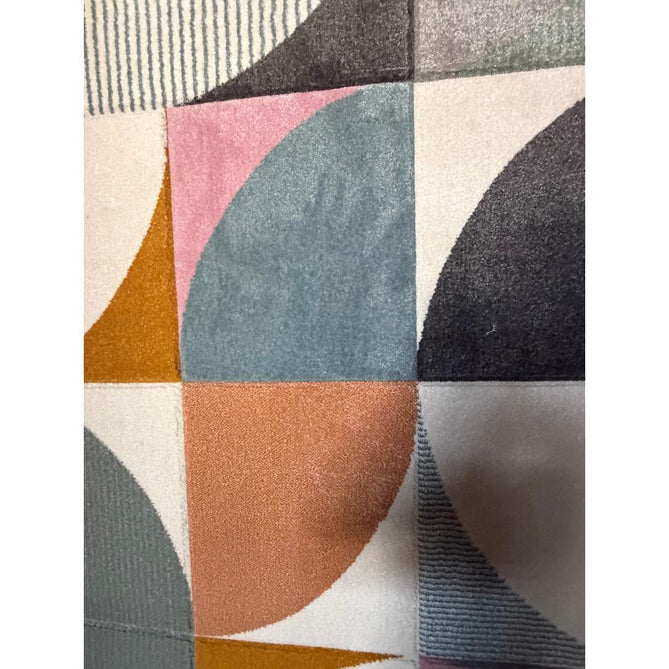 Matrix FE663 Modern Geometric Carved Soft Textured Easy-Care Durable Polypropylene Short Pile Grey/Multicolour Rug