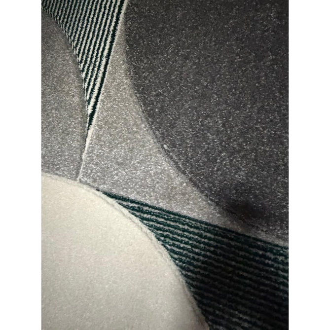 Matrix MT63 Modern Geometric Carved Soft Textured Easy-Care Durable Polypropylene Short Pile Grey/Green/Cream Rug