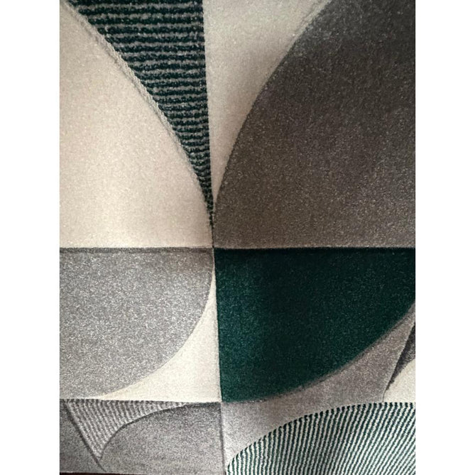 Matrix MT63 Modern Geometric Carved Soft Textured Easy-Care Durable Polypropylene Short Pile Grey/Green/Cream Rug