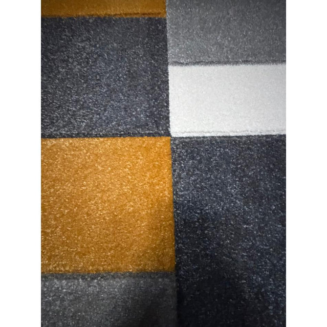 Matrix MT61 Modern Geometric Blocks Carved Soft Textured Easy-Care Durable Polypropylene Short Pile Grey/Yellow/Cream Rug