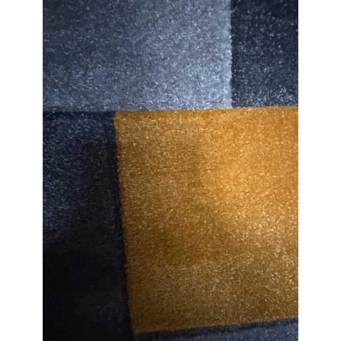 Matrix MT61 Modern Geometric Blocks Carved Soft Textured Easy-Care Durable Polypropylene Short Pile Grey/Yellow/Cream Rug
