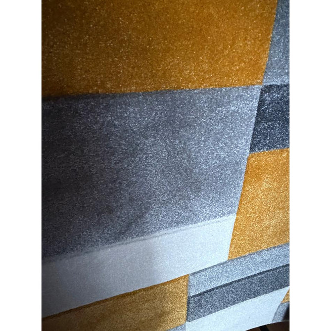 Matrix MT61 Modern Geometric Blocks Carved Soft Textured Easy-Care Durable Polypropylene Short Pile Grey/Yellow/Cream Rug