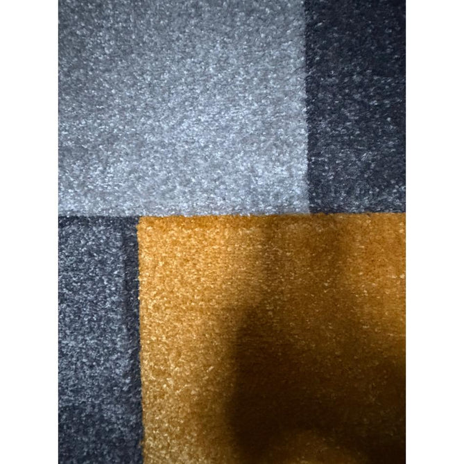 Matrix MT61 Modern Geometric Blocks Carved Soft Textured Easy-Care Durable Polypropylene Short Pile Grey/Yellow/Cream Rug
