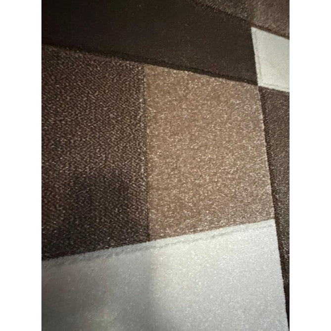 Matrix MT61 Modern Geometric Blocks Carved Soft Textured Easy-Care Durable Polypropylene Short Pile Brown/Beige/Cream Rug
