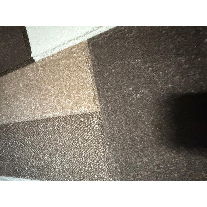Matrix MT61 Modern Geometric Blocks Carved Soft Textured Easy-Care Durable Polypropylene Short Pile Brown/Beige/Cream Rug