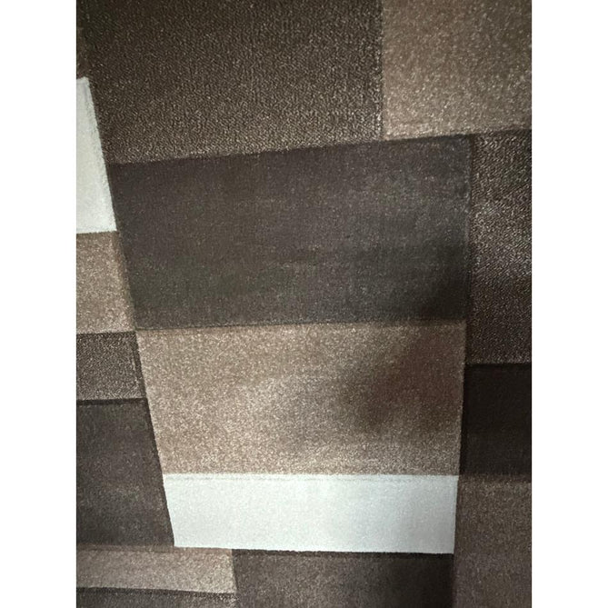 Matrix MT61 Modern Geometric Blocks Carved Soft Textured Easy-Care Durable Polypropylene Short Pile Brown/Beige/Cream Rug