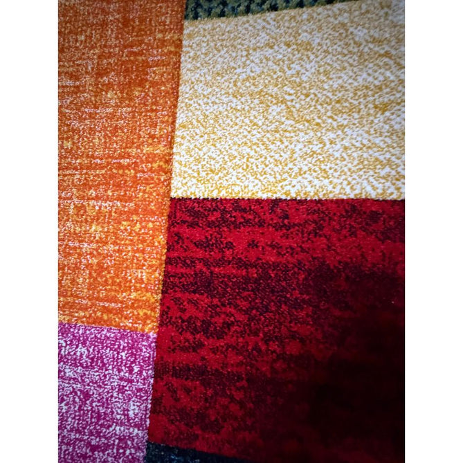 Brooklyn 21830 Modern Geometric Square Patchwork Blocks Soft Carved Durable Short Pile Multicolour Rug