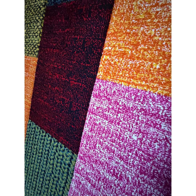 Brooklyn 21830 Modern Geometric Square Patchwork Blocks Soft Carved Durable Short Pile Multicolour Rug