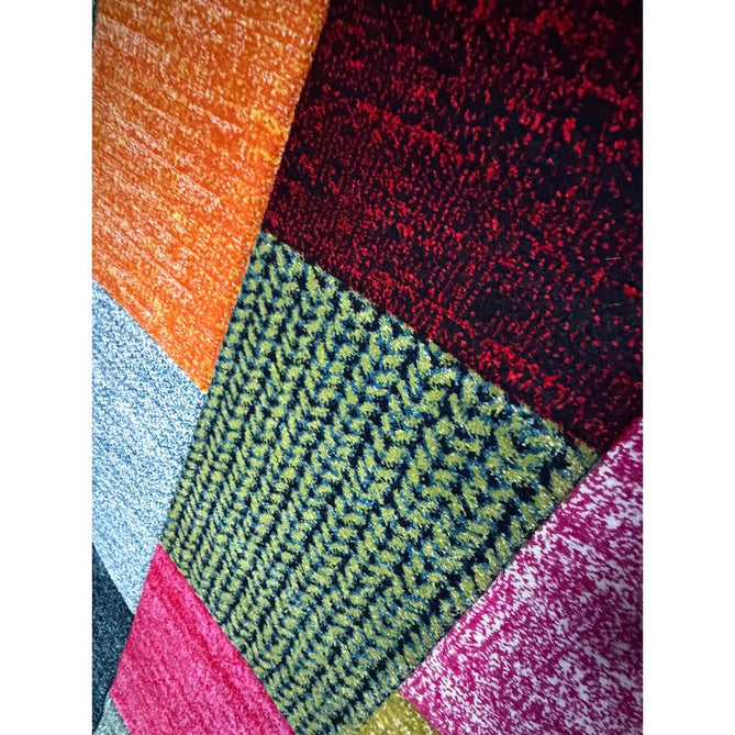 Brooklyn 21830 Modern Geometric Square Patchwork Blocks Soft Carved Durable Short Pile Multicolour Rug