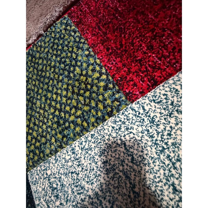 Brooklyn 21830 Modern Geometric Square Patchwork Blocks Soft Carved Durable Short Pile Multicolour Rug
