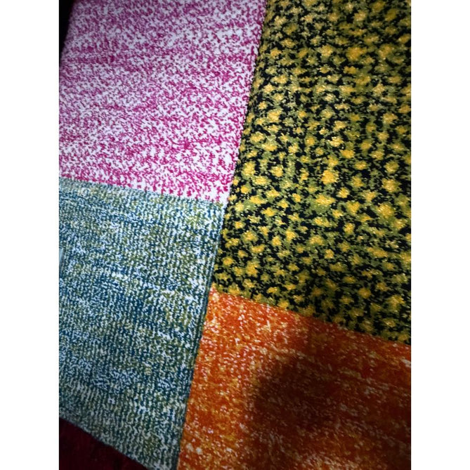 Brooklyn 21830 Modern Geometric Square Patchwork Blocks Soft Carved Durable Short Pile Multicolour Rug