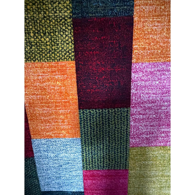 Brooklyn 21830 Modern Geometric Square Patchwork Blocks Soft Carved Durable Short Pile Multicolour Rug