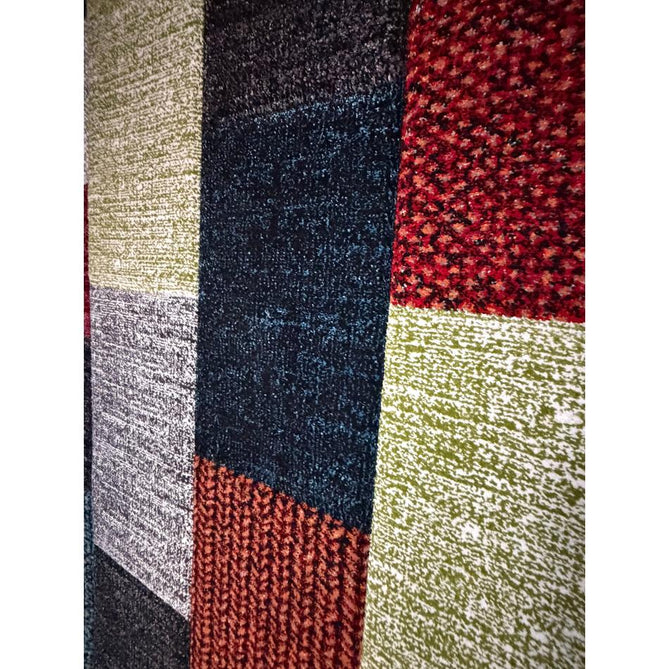 Brooklyn 21830 Modern Geometric Square Patchwork Blocks Soft Carved Durable Short Pile Grey/Multicolour Rug