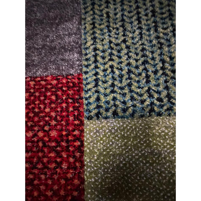 Brooklyn 21830 Modern Geometric Square Patchwork Blocks Soft Carved Durable Short Pile Grey/Multicolour Rug