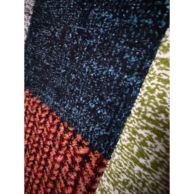 Brooklyn 21830 Modern Geometric Square Patchwork Blocks Soft Carved Durable Short Pile Grey/Multicolour Rug