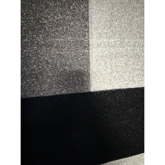 Brooklyn BRK04 Modern Geometric Patchwork Blocks Border Soft Carved Durable Short Pile Grey/DarkGrey/Cream Rug