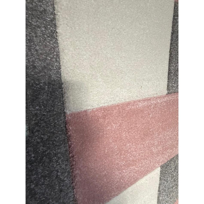 Brooklyn BRK04 Modern Geometric Patchwork Blocks Border Soft Carved Durable Short Pile Grey/Rose/Cream Rug