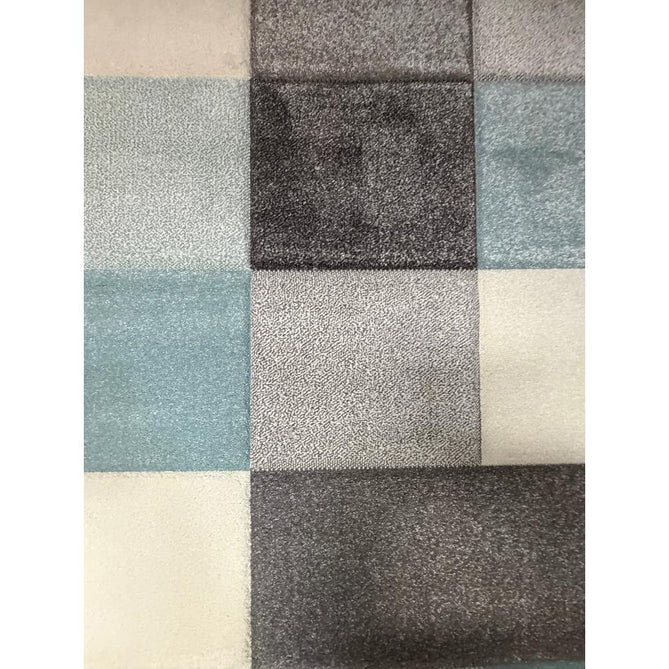 Brooklyn 646 Modern Geometric Tile Blocks Soft Hand-Carved Beige/Blue/Cream Rug