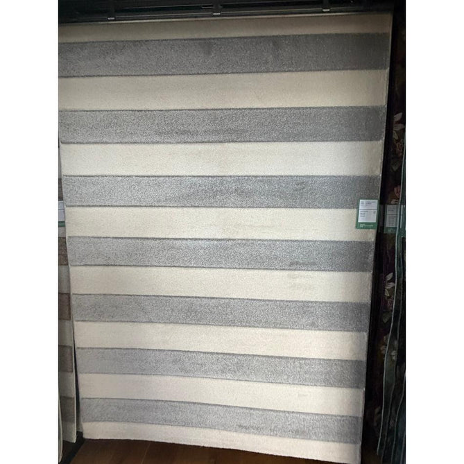 Catherine Lansfield Cove Stripe Modern Linear Durable Easy-Care Carved High Density Polyproplyene Grey/Cream Rug