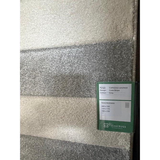Catherine Lansfield Cove Stripe Modern Linear Durable Easy-Care Carved High Density Polyproplyene Grey/Cream Rug