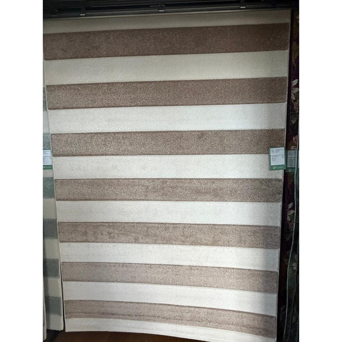 Catherine Lansfield Cove Stripe Modern Linear Durable Easy-Care Carved High Density Polyproplyene Natural/Cream Rug