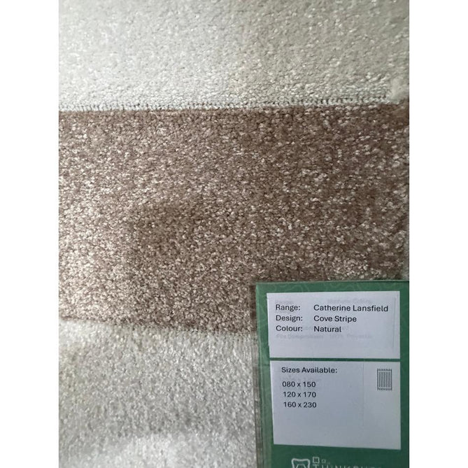 Catherine Lansfield Cove Stripe Modern Linear Durable Easy-Care Carved High Density Polyproplyene Natural/Cream Rug