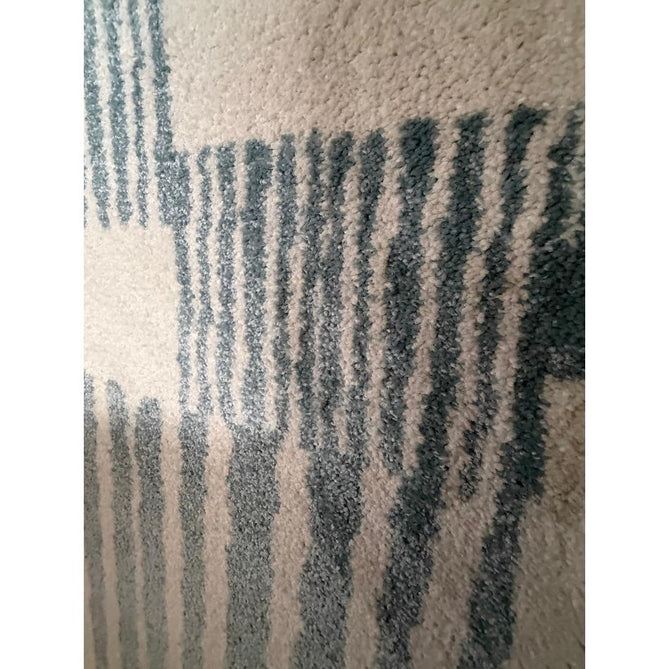 Catherine Lansfield Blocks Modern Geometric Durable Easy-Care Carved High Density Polyproplyene Blue/Cream Rug
